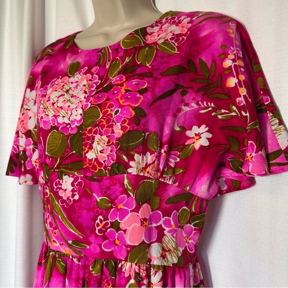 New Women's Dress S Pink Floral Maxi Boho Garden Party Barbie Handmade Vacation - Picture 2 of 11